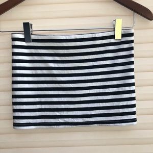 AQUA Navy & White Striped Bandeau Tube Top